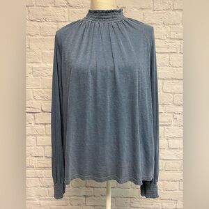 NWT Sundry by Evereve Long Sleeve Smock Neck Top Sz L